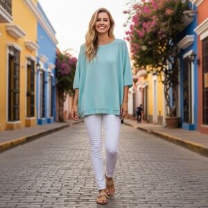 NWT Charter Club‎ Luxury 100% Cashmere Short Sleeve Sweater Spring Easter